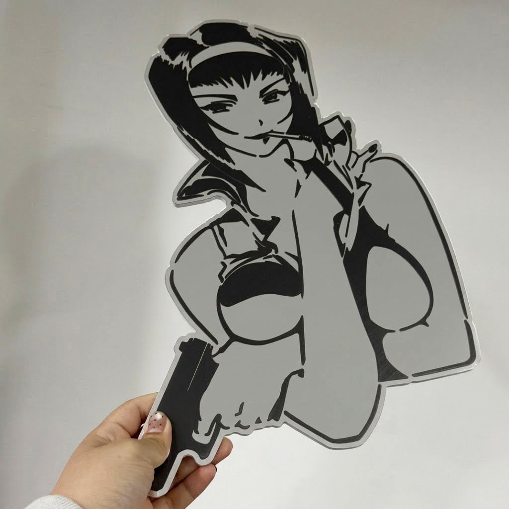 Faye Valentine Silhouette Wall Mirror | Cowboy Bebop Decor LiquidMirror
