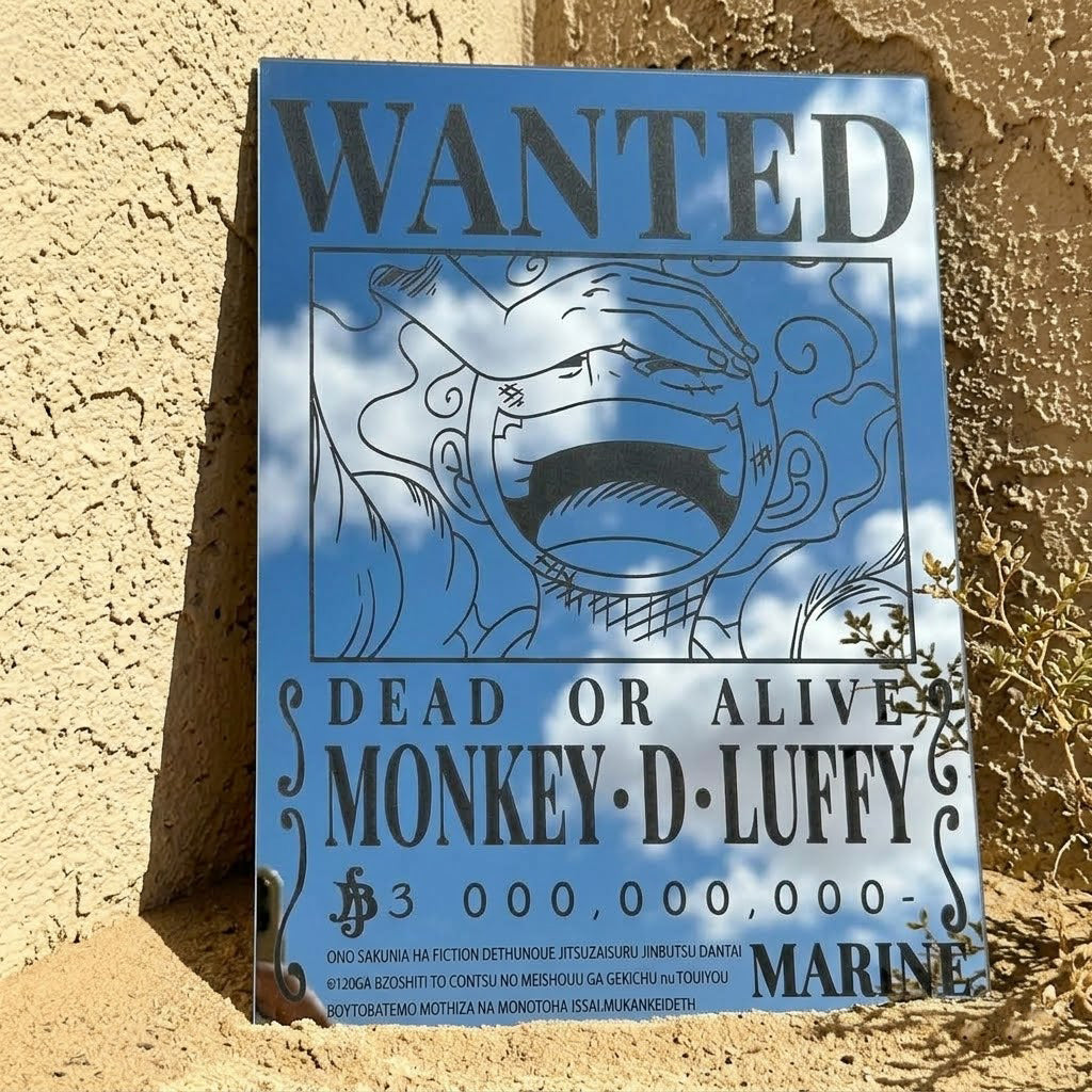 Monkey D. Luffy Gear 5 Wanted Poster Mirror | One Piece Wall Decor LiquidMirror
