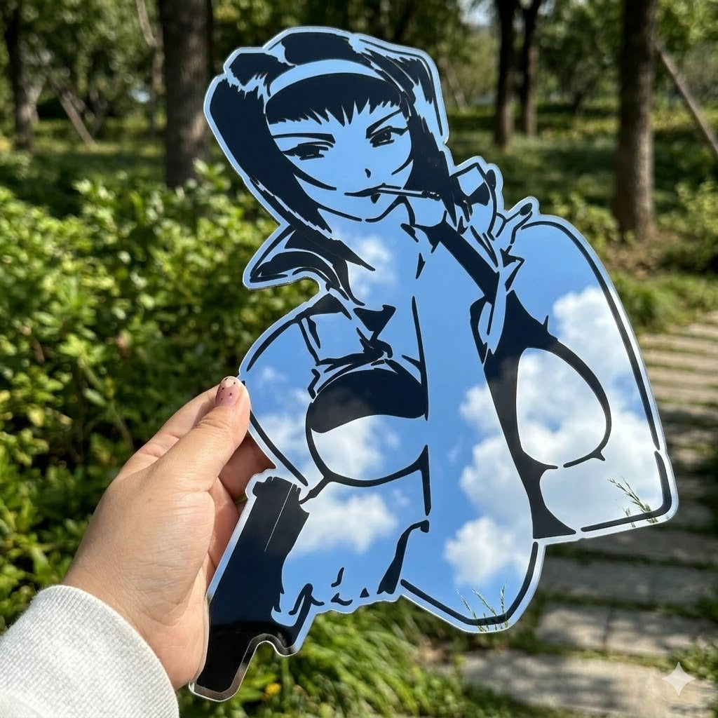 Faye Valentine Silhouette Wall Mirror | Cowboy Bebop Decor LiquidMirror