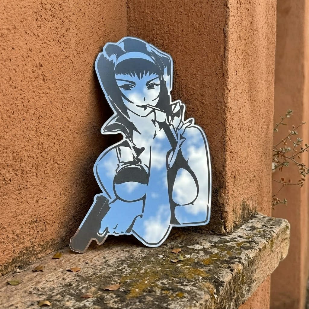Faye Valentine Silhouette Wall Mirror | Cowboy Bebop Decor LiquidMirror