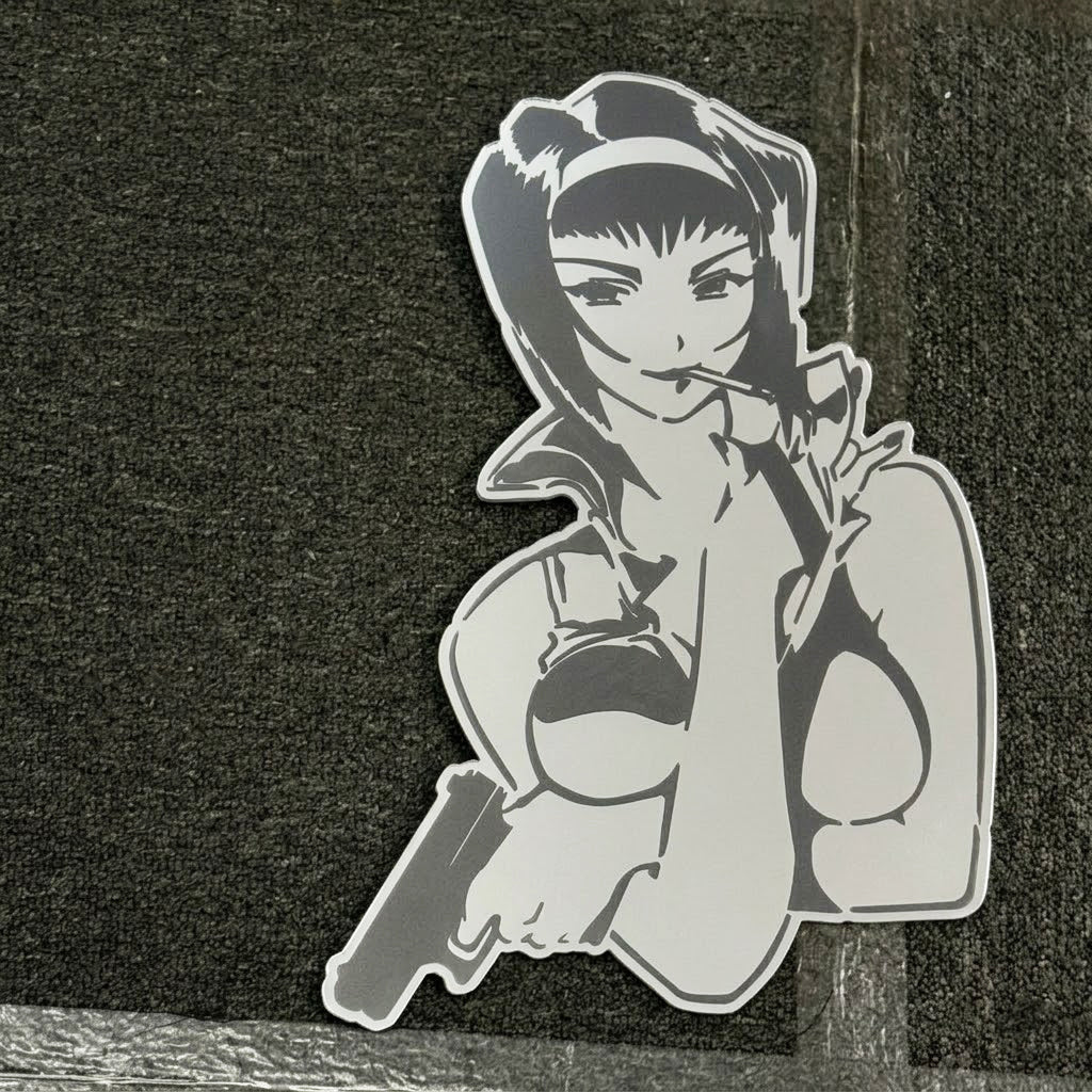 Faye Valentine Silhouette Wall Mirror | Cowboy Bebop Decor LiquidMirror