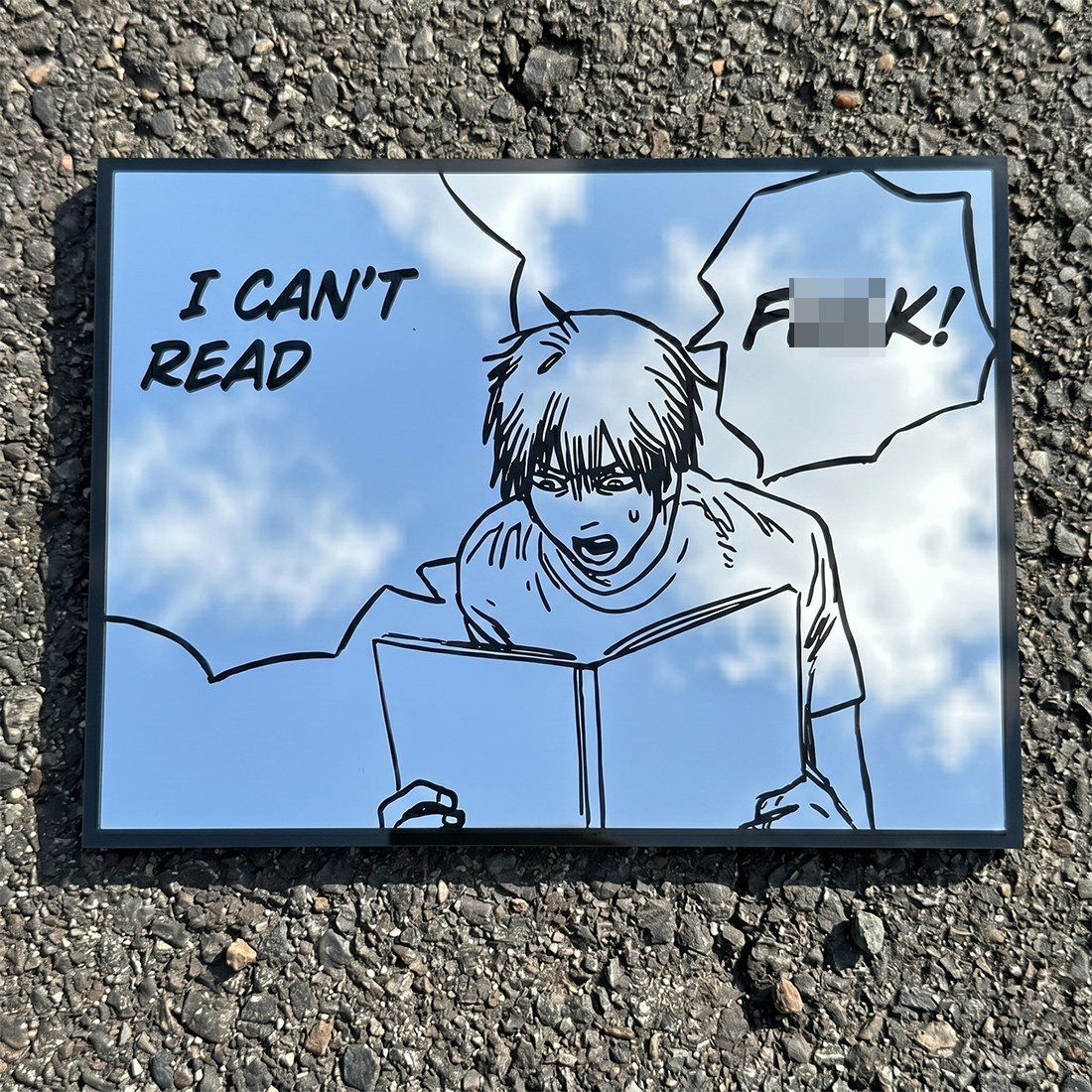 "I Can't Read" Manga Panel Wall Mirror | Denji Chainsaw Man Anime Decor LiquidMirror