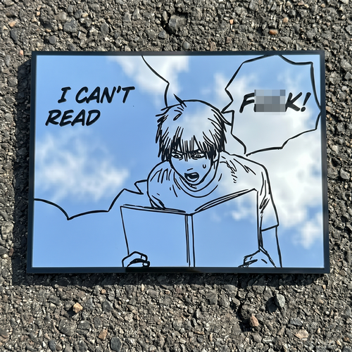 "I Can't Read" Manga Panel Wall Mirror | Denji Chainsaw Man Anime Decor LiquidMirror