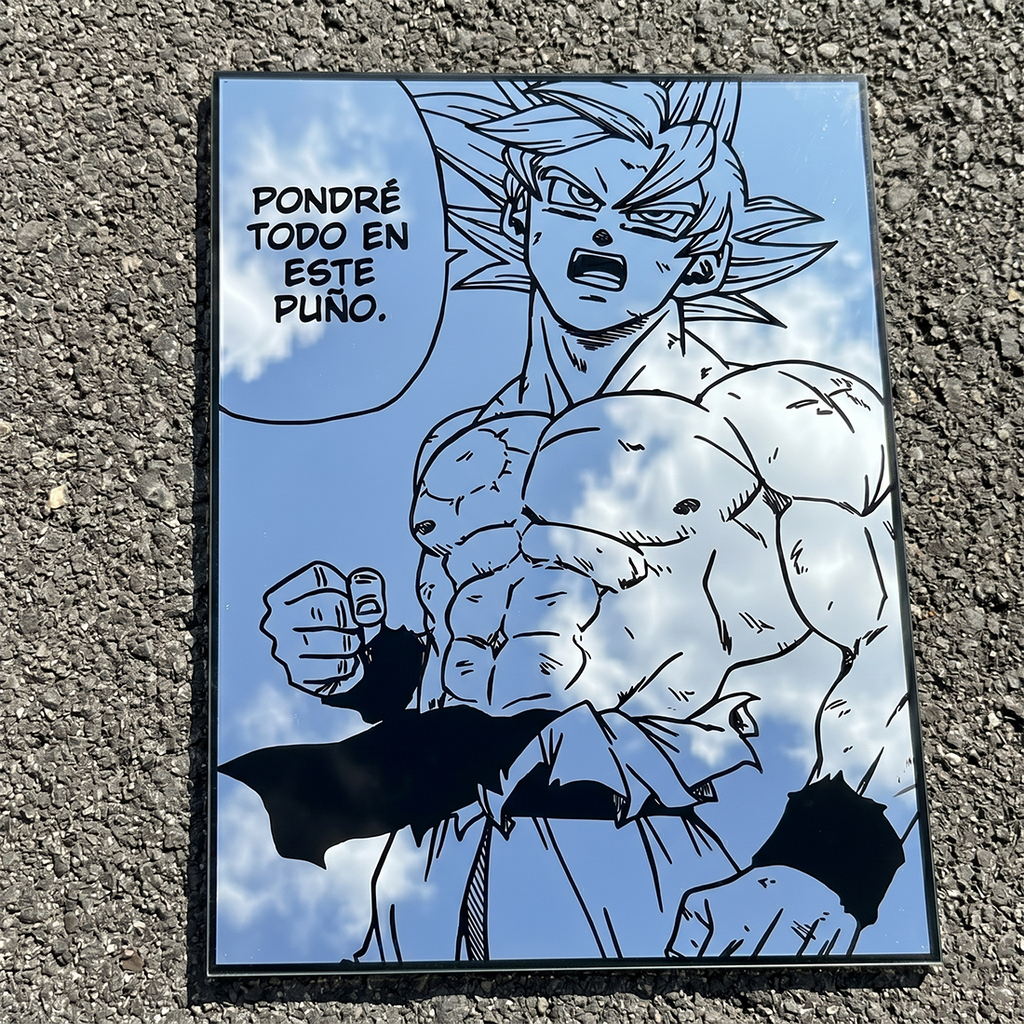 Goku "Pondré todo en este puño" Wall Mirror | Dragon Ball Super Anime Decor LiquidMirror