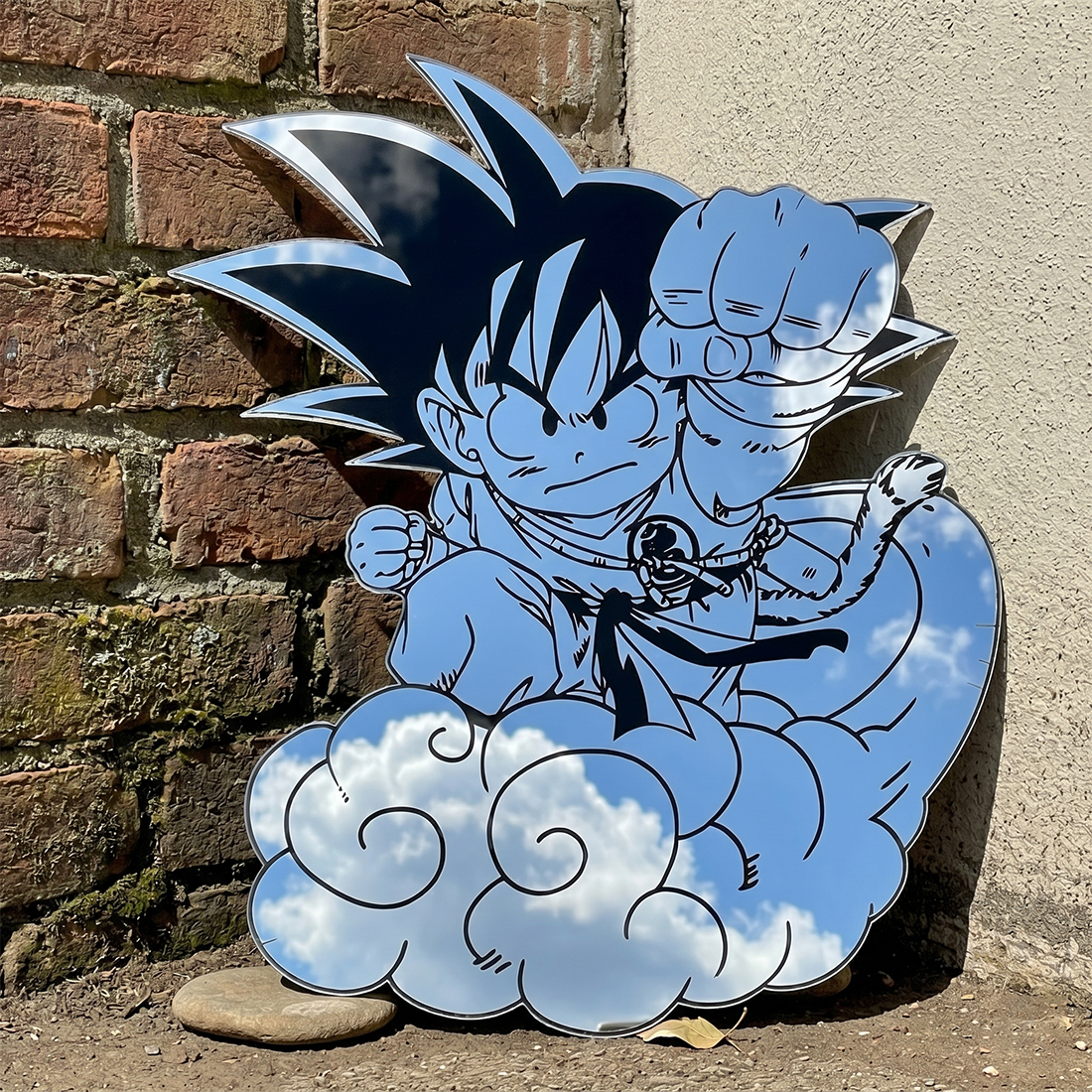 Kid Goku on Flying Nimbus Wall Mirror | Dragon Ball Anime Decor LiquidMirror