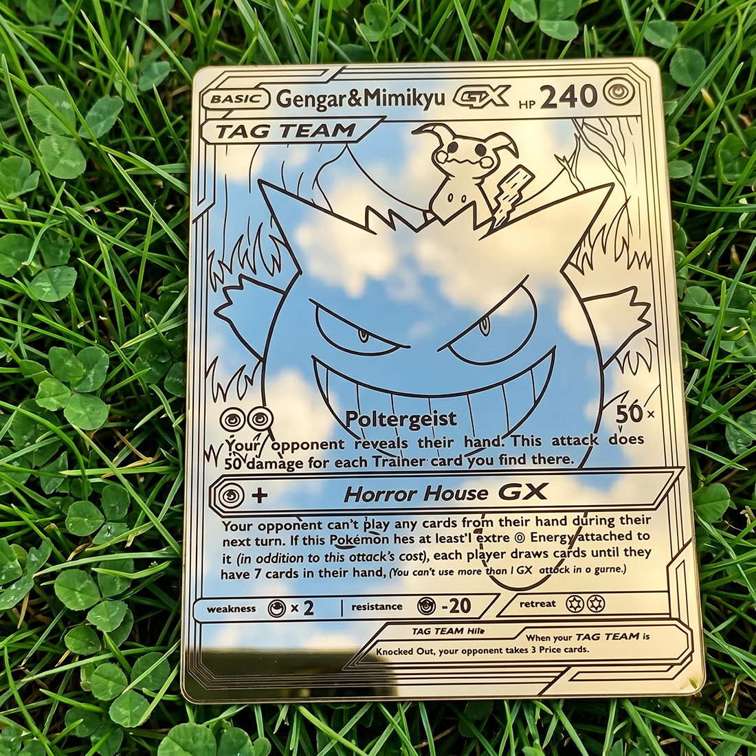 Gengar & Mimikyu TAG TEAM Pokemon Card Wall Mirror | Gaming Decor LiquidMirror