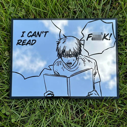 "I Can't Read" Manga Panel Wall Mirror | Denji Chainsaw Man Anime Decor LiquidMirror