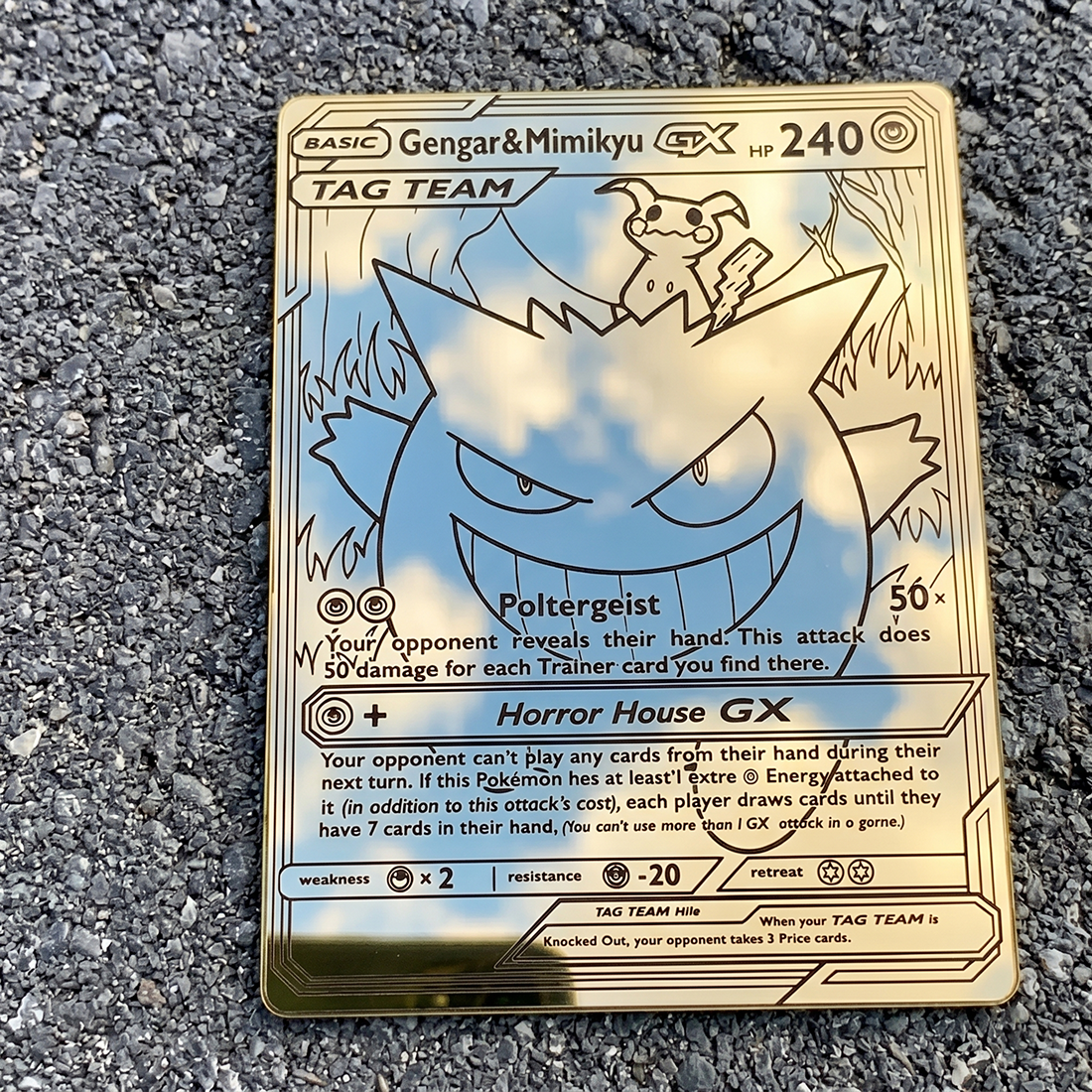 Gengar & Mimikyu TAG TEAM Pokemon Card Wall Mirror | Gaming Decor LiquidMirror
