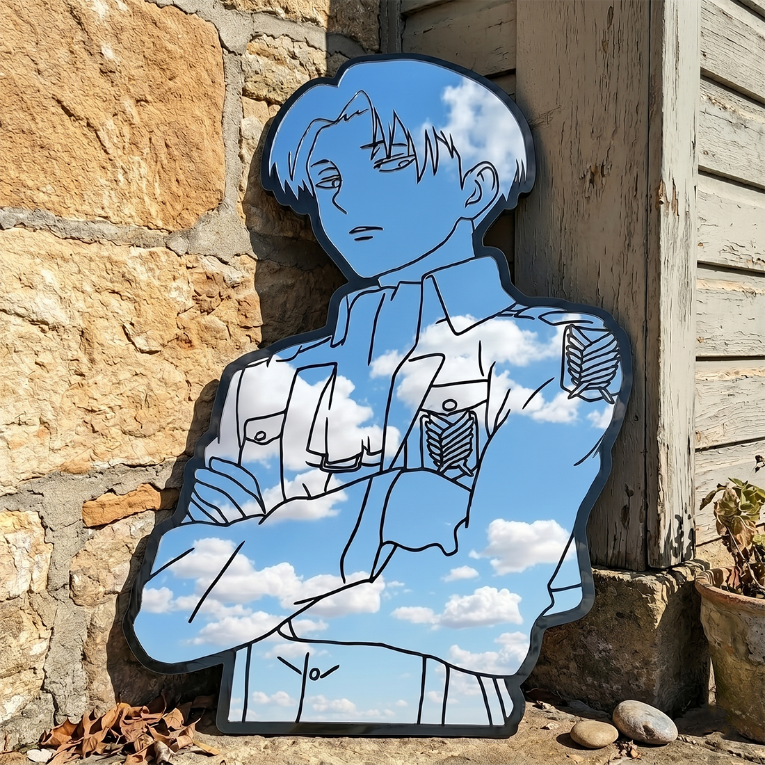 Levi Ackerman Silhouette Wall Mirror | Attack on Titan Anime Decor LiquidMirror
