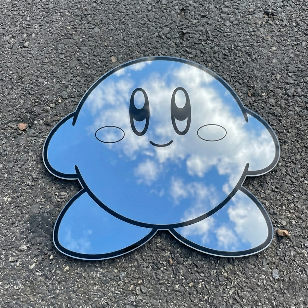 Kirby Silhouette Wall Mirror | Cute Gaming Room Decor LiquidMirror