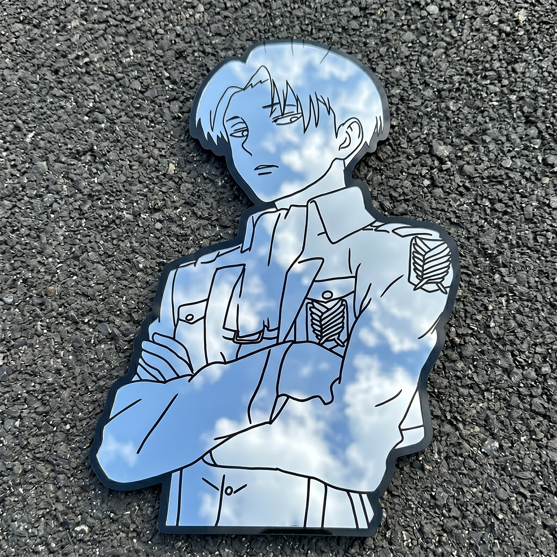 Levi Ackerman Silhouette Wall Mirror | Attack on Titan Anime Decor LiquidMirror