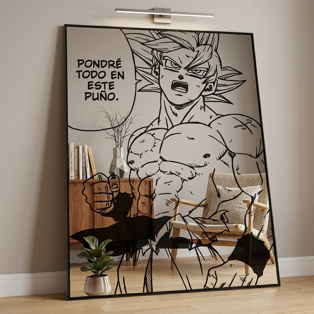 Goku "Pondré todo en este puño" Wall Mirror | Dragon Ball Super Anime Decor LiquidMirror