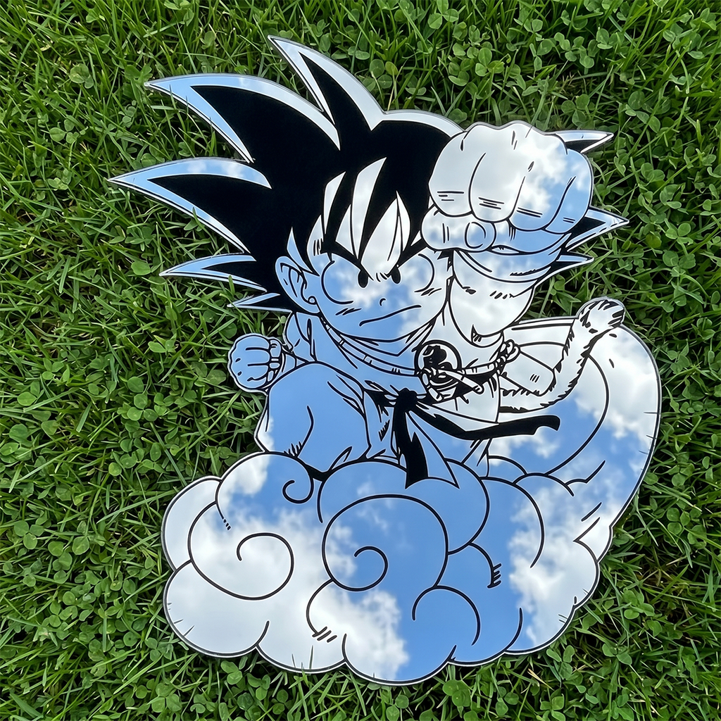 Kid Goku on Flying Nimbus Wall Mirror | Dragon Ball Anime Decor LiquidMirror