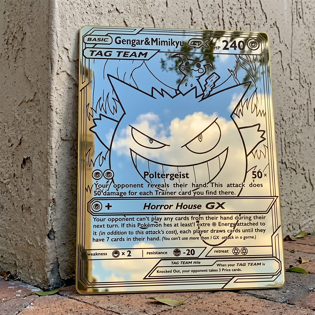 Gengar & Mimikyu TAG TEAM Pokemon Card Wall Mirror | Gaming Decor LiquidMirror