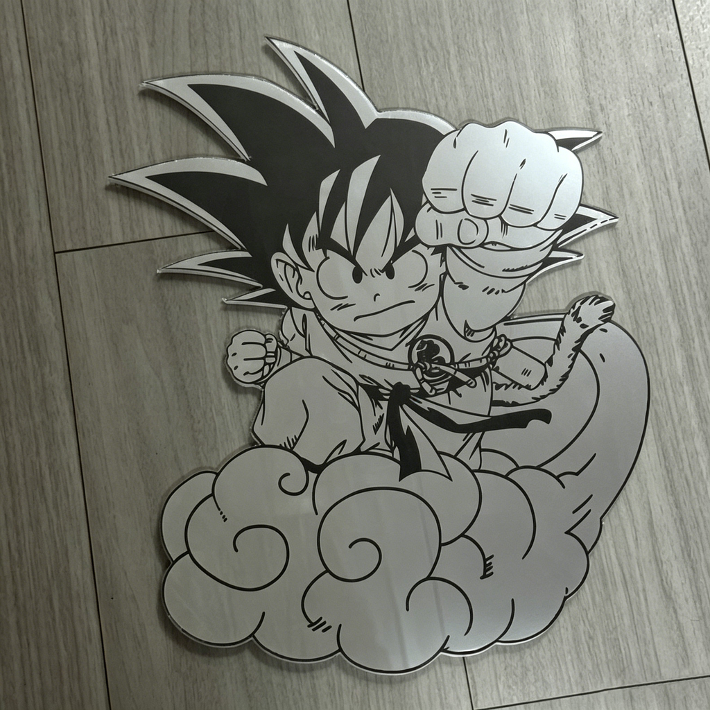 Kid Goku on Flying Nimbus Wall Mirror | Dragon Ball Anime Decor LiquidMirror
