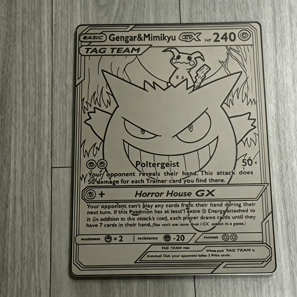 Gengar & Mimikyu TAG TEAM Pokemon Card Wall Mirror | Gaming Decor LiquidMirror