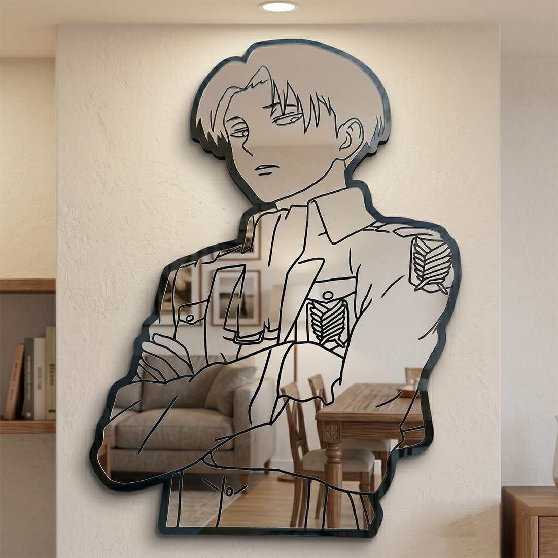 Levi Ackerman Silhouette Wall Mirror | Attack on Titan Anime Decor LiquidMirror