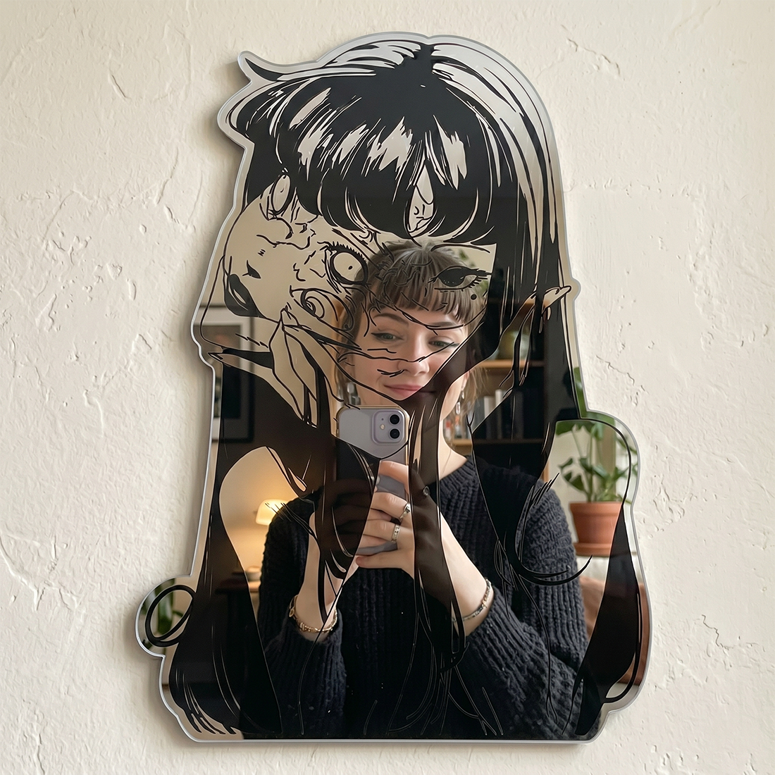 Tomie Split Face Wall Mirror | Junji Ito Horror Anime Decor LiquidMirror
