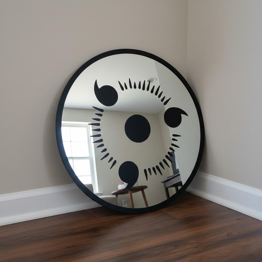 Anime Aesthetic Sharingan Circular Wall Mirror - 38cm Decorative Room Decor