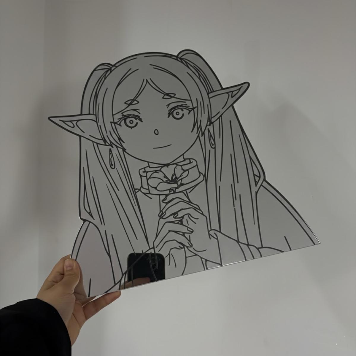 Anime Elf Character Wall Mirror Decorative Acrylic Wall Art Decor