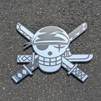 One Piece Zoro Pirate Flag Wall Art - Iconic Anime Skull Sign for Gamer Room Decor LiquidMirror