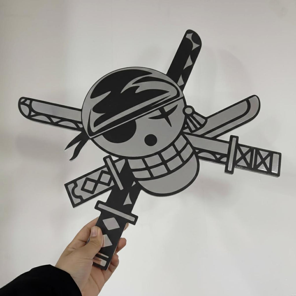 One Piece Zoro Pirate Flag Wall Art - Iconic Anime Skull Sign for Gamer Room Decor