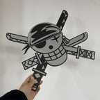 One Piece Zoro Pirate Flag Wall Art - Iconic Anime Skull Sign for Gamer Room Decor LiquidMirror