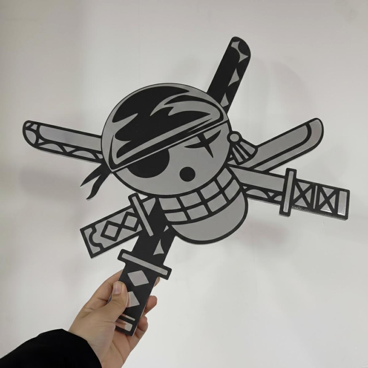 One Piece Zoro Pirate Flag Wall Art - Iconic Anime Skull Sign for Gamer Room Decor