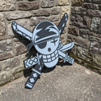One Piece Zoro Pirate Flag Wall Art - Iconic Anime Skull Sign for Gamer Room Decor LiquidMirror