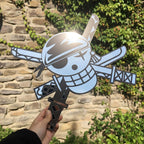 One Piece Zoro Pirate Flag Wall Art - Iconic Anime Skull Sign for Gamer Room Decor LiquidMirror