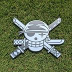 One Piece Zoro Pirate Flag Wall Art - Iconic Anime Skull Sign for Gamer Room Decor LiquidMirror