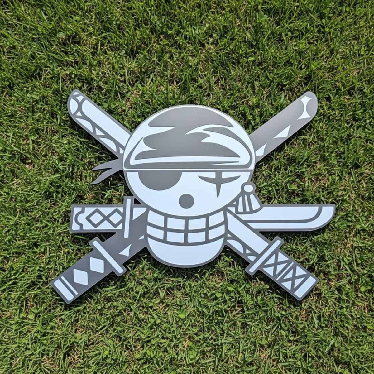 One Piece Zoro Pirate Flag Wall Art - Iconic Anime Skull Sign for Gamer Room Decor