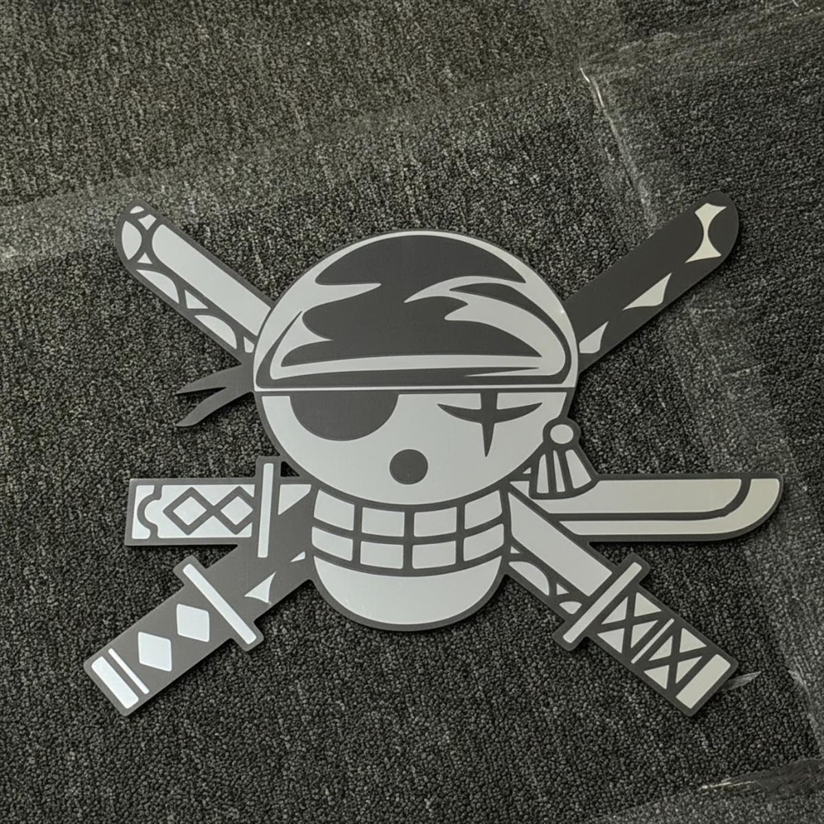 One Piece Zoro Pirate Flag Wall Art - Iconic Anime Skull Sign for Gamer Room Decor