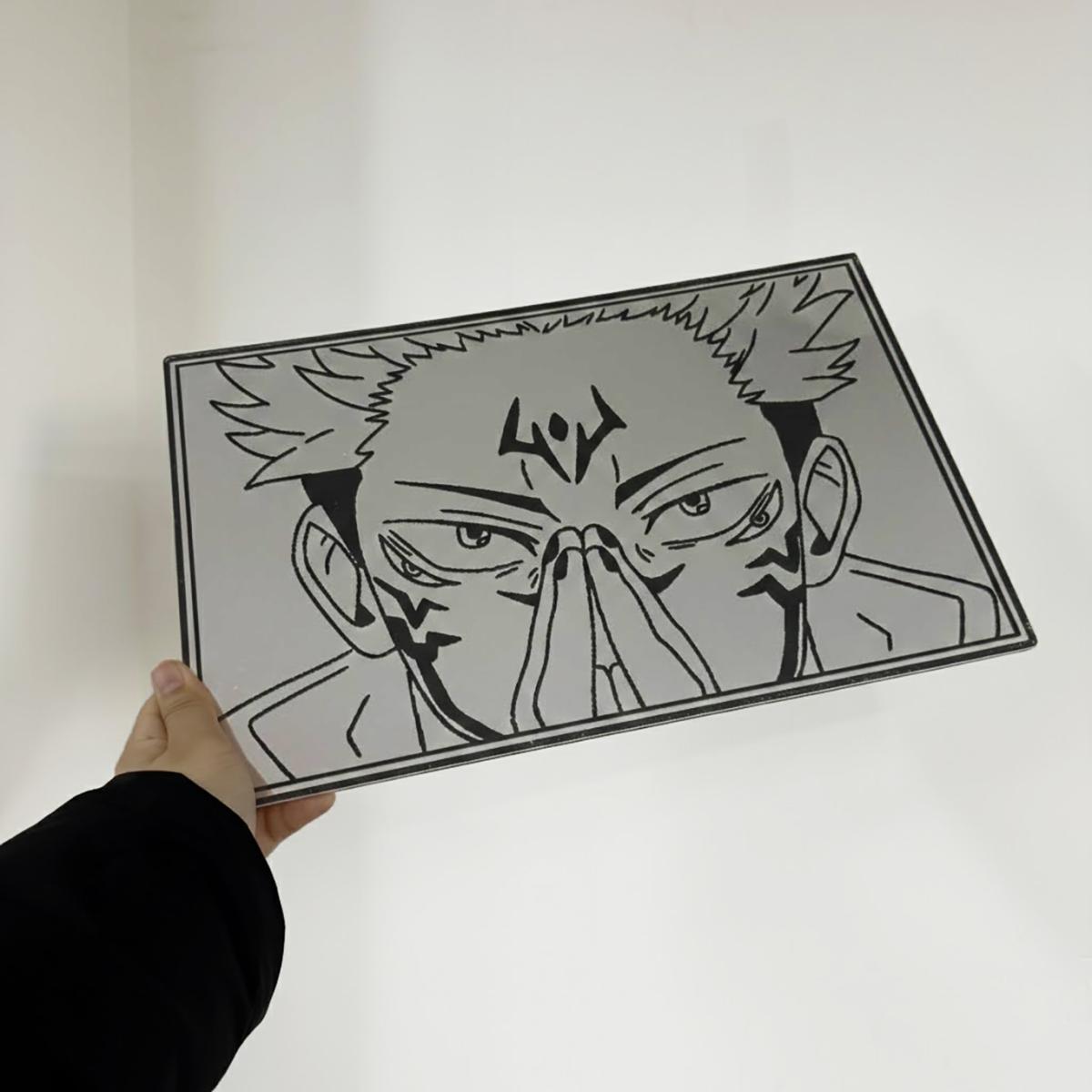 Anime Character Engraved Mirror Wall Art – Premium Decorative Glass Panel
