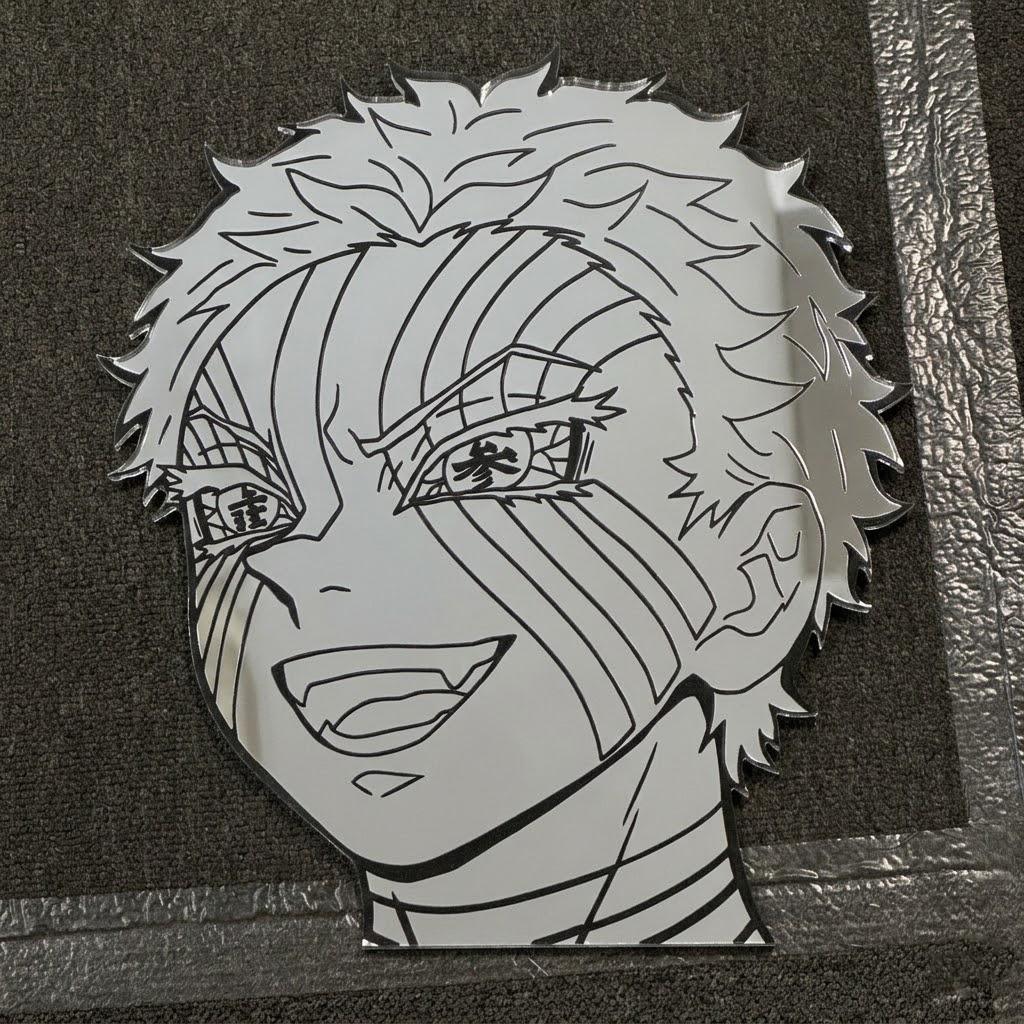 Anime Wall Mirror Akaza Aesthetic Custom Cut Glass Decor for Gaming Room
