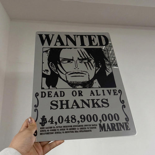 Anime Wanted Poster Mirror - Shanks One Piece Wall Decor for Fans LiquidMirror