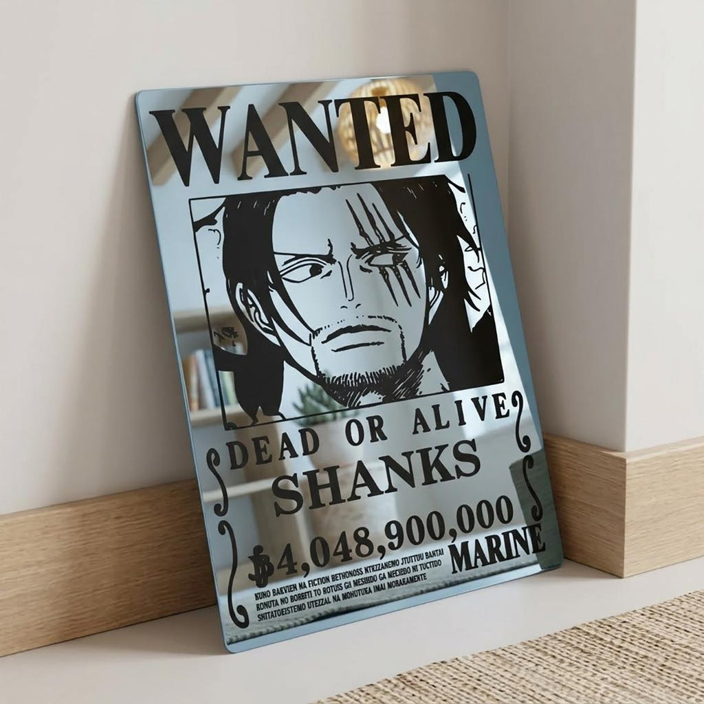 Anime Wanted Poster Mirror - Shanks One Piece Wall Decor for Fans