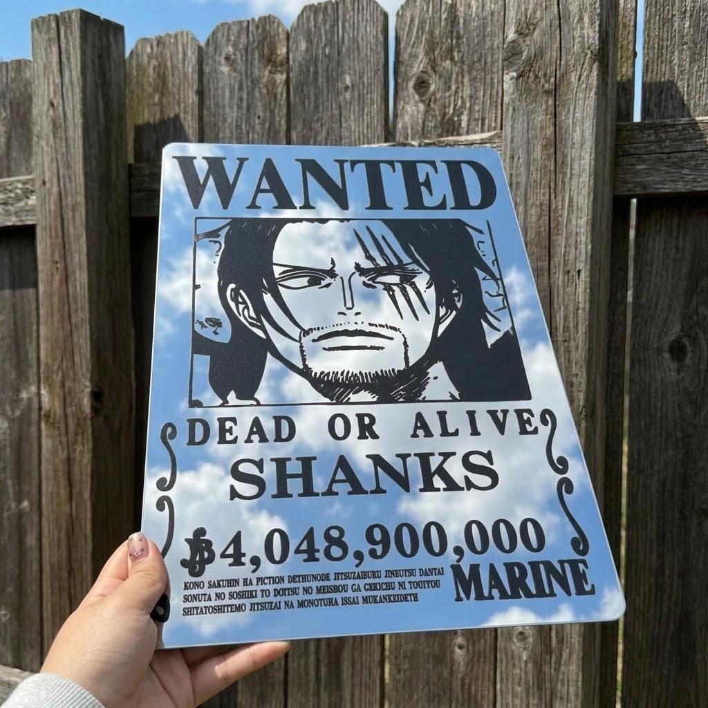 Anime Wanted Poster Mirror - Shanks One Piece Wall Decor for Fans