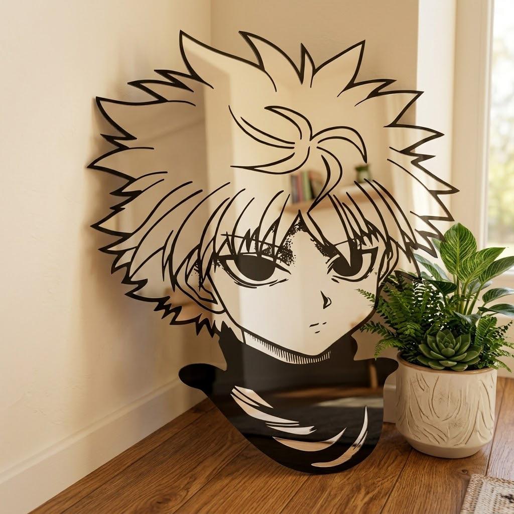 Killua Zoldyck Anime Character Mirror - Custom Handcrafted Wall Décor