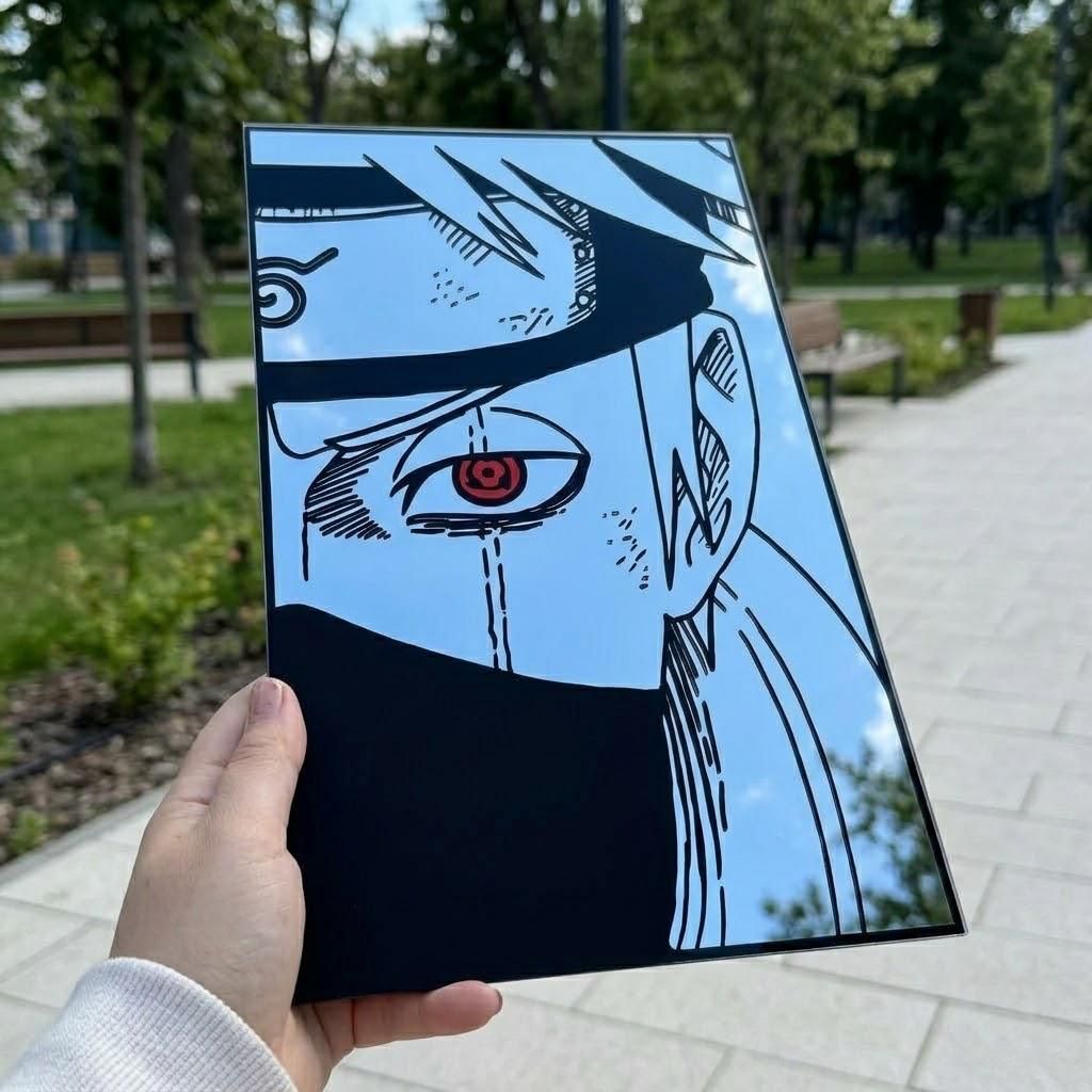 Kakashi Hatake Anime Mirror Wall Art – Exclusive Sharingan Design Decorative Glass