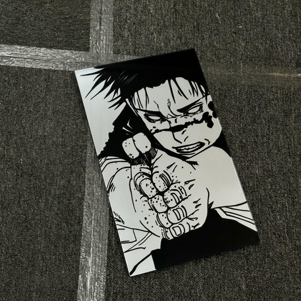 Anime Art Mirror - Intense Manga Character Wall Decor - 40x24cm