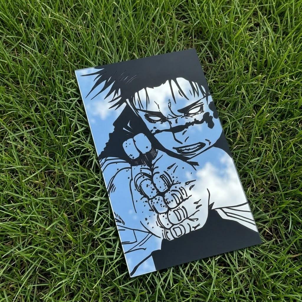 Anime Art Mirror - Intense Manga Character Wall Decor - 40x24cm