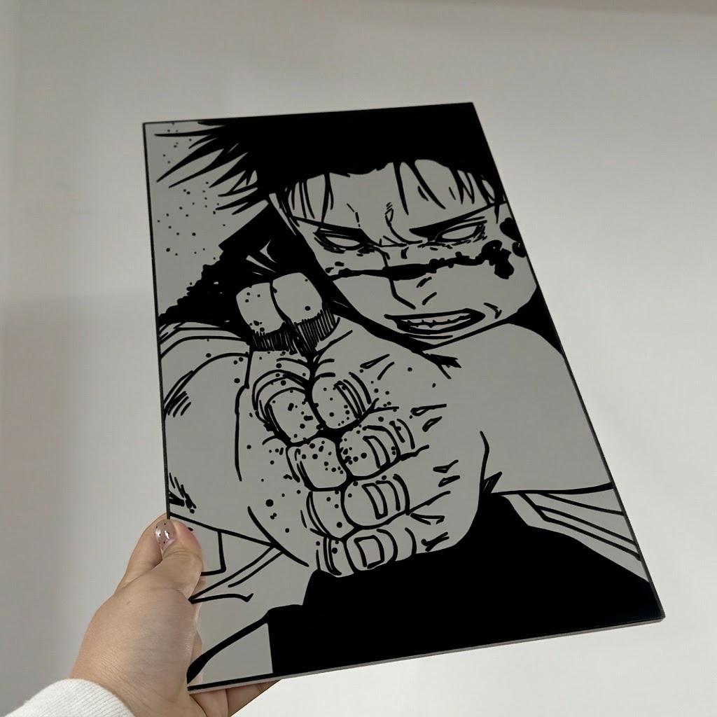 Anime Art Mirror - Intense Manga Character Wall Decor - 40x24cm