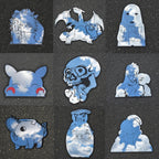 Cartoon character and monster mirrors on grass