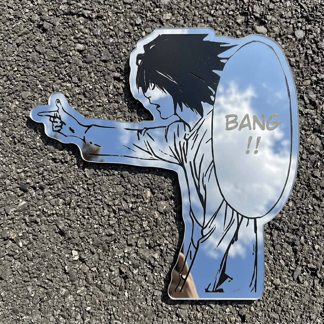 L "Bang!" Silhouette Wall Mirror | Death Note Anime Decor LiquidMirror