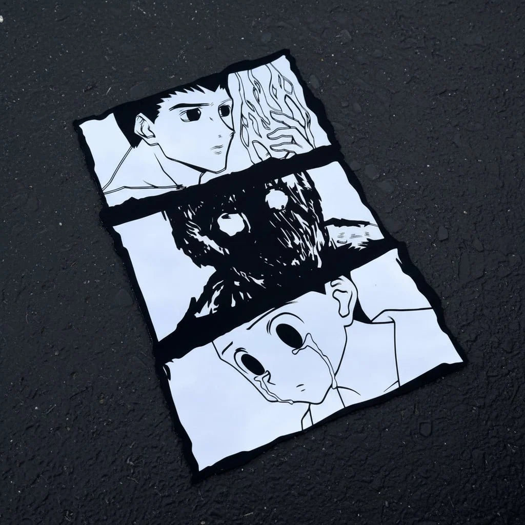 Gon Freecss Transformation Manga Panel Wall Mirror | Hunter x Hunter Anime Decor LiquidMirror