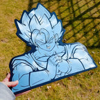 DBZ Goku Getting Cracked Mirror: Frameless Manga Silhouette, Gamer Room Decor & Gift - LiquidMirror