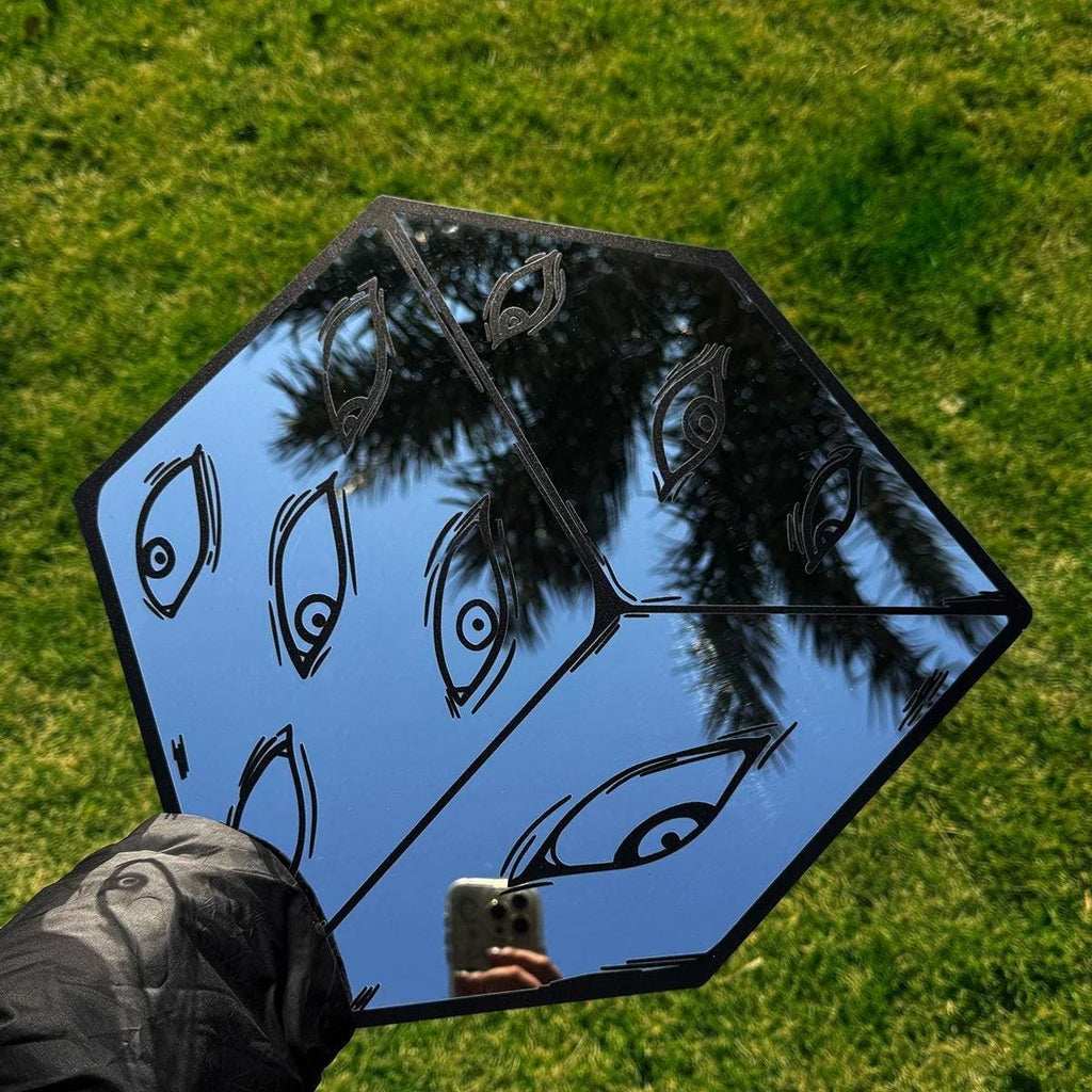 Anime Cube Eyes Frameless Mirror: Manga Silhouette, Gamer Room Decor - LiquidMirror