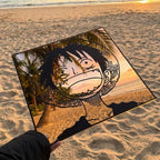 Anime Mirror: Luffy Manga Silhouette, Frameless Floating Wall Decor - LiquidMirror