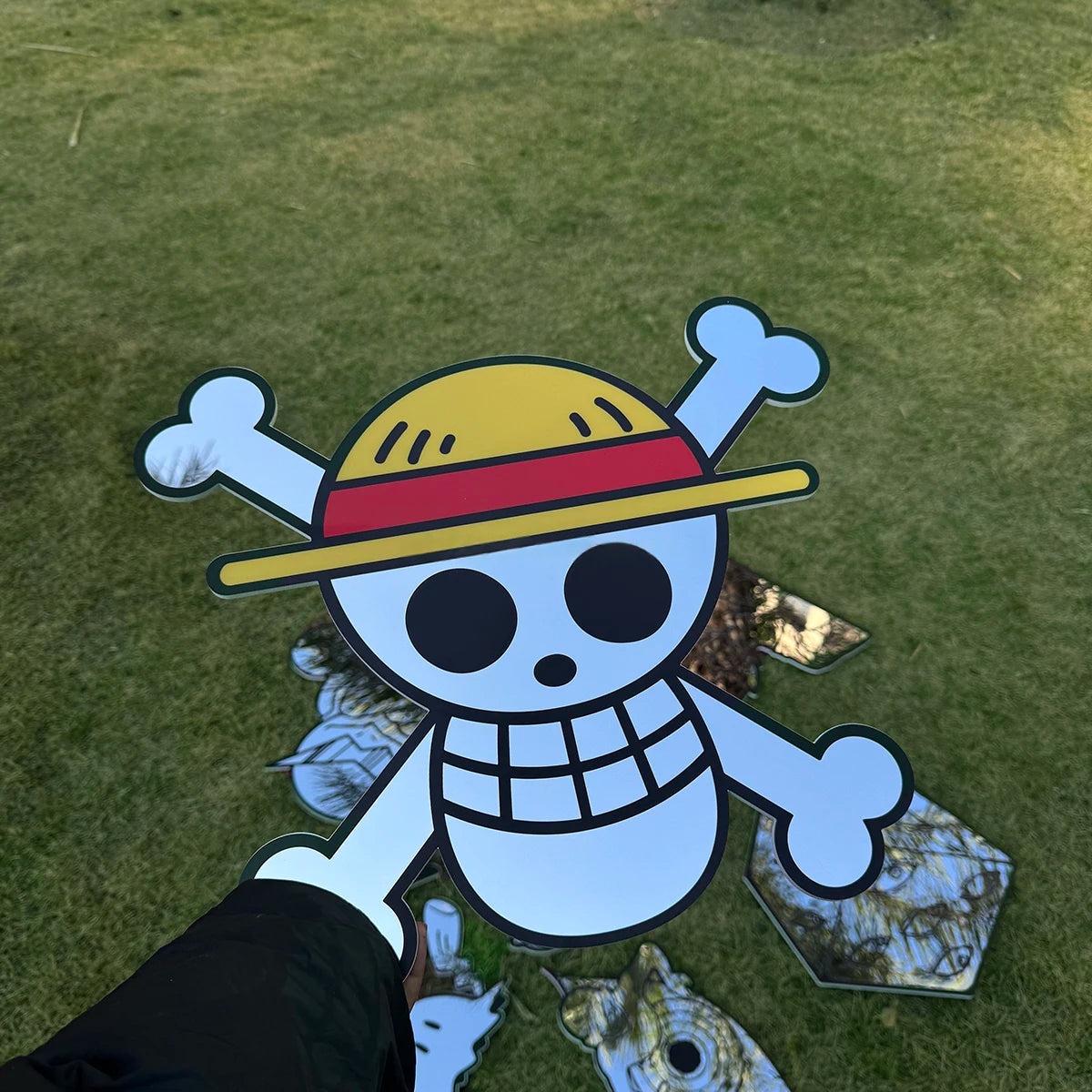 One-Piece Anime Skull Mirror: Irregular Frameless Manga Silhouette, Easy Install - LiquidMirror